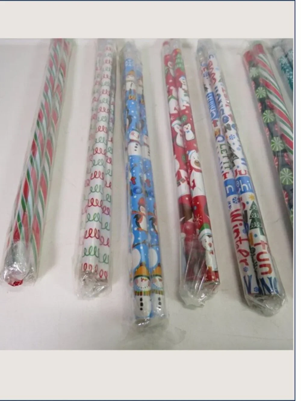 Bulk 84 Christmas Winter Holographic Pencils New Unsharpened Party Favors 3-Pack
